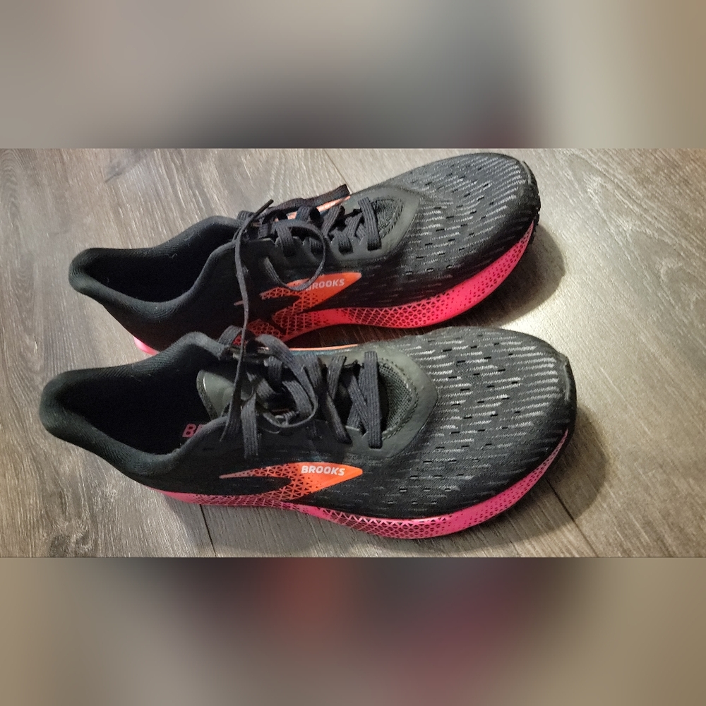 Brooks Hyperion Tempo Black, Orange and Pink Athletic Sneakers